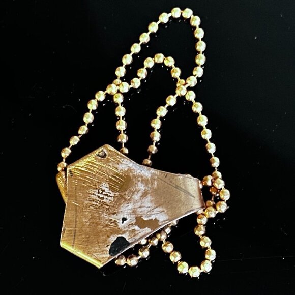 Kingman Turquoise Copper Pendant Necklace Brutalist Gift Choker 16" Handmade - Picture 5 of 5